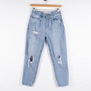 Tinseltown Distressed Mom Jeans‎ Light Wash High Rise Size 5 Ripped Distressed